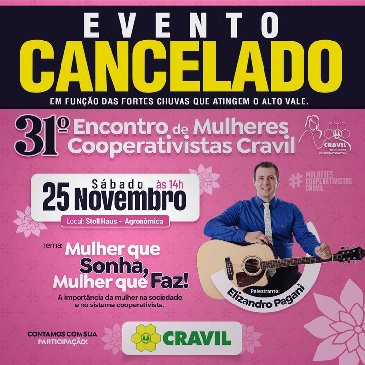 CANCELADO. Cravil realiza encontro de mulheres em novembro 