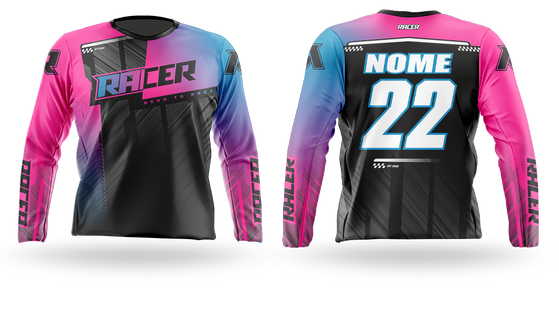 Camisa Longa Racer 08B Rosa-Flúor