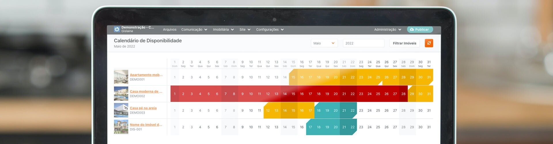 Sistema para imobiliária com calendário de disponibilidade de imóveis