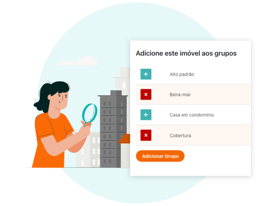 Cadastro do imóvel com relacionamento em grupos e tags
