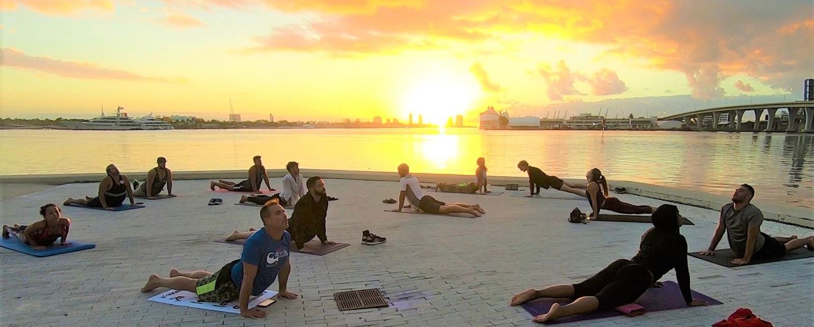 Sunrise Yoga in Miami on the water 