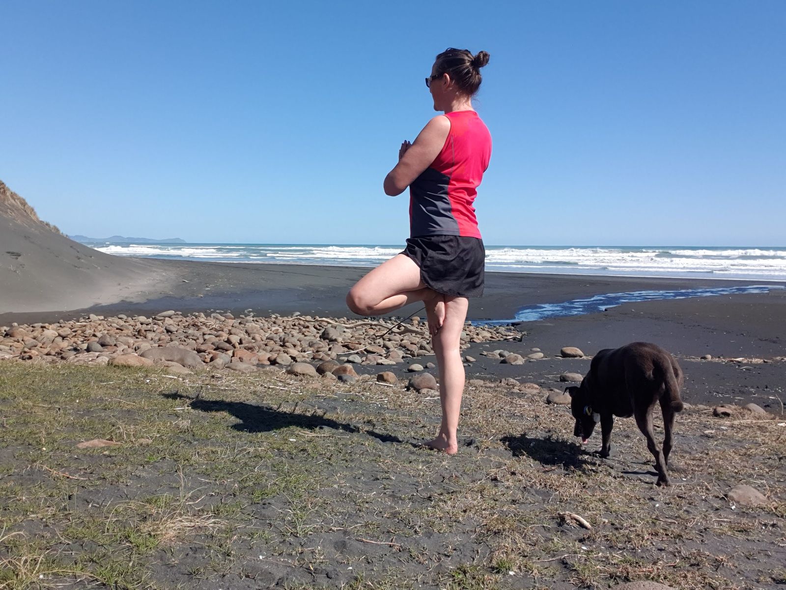 Yoga, Ruapuke beach, Waikato, Tree Pose