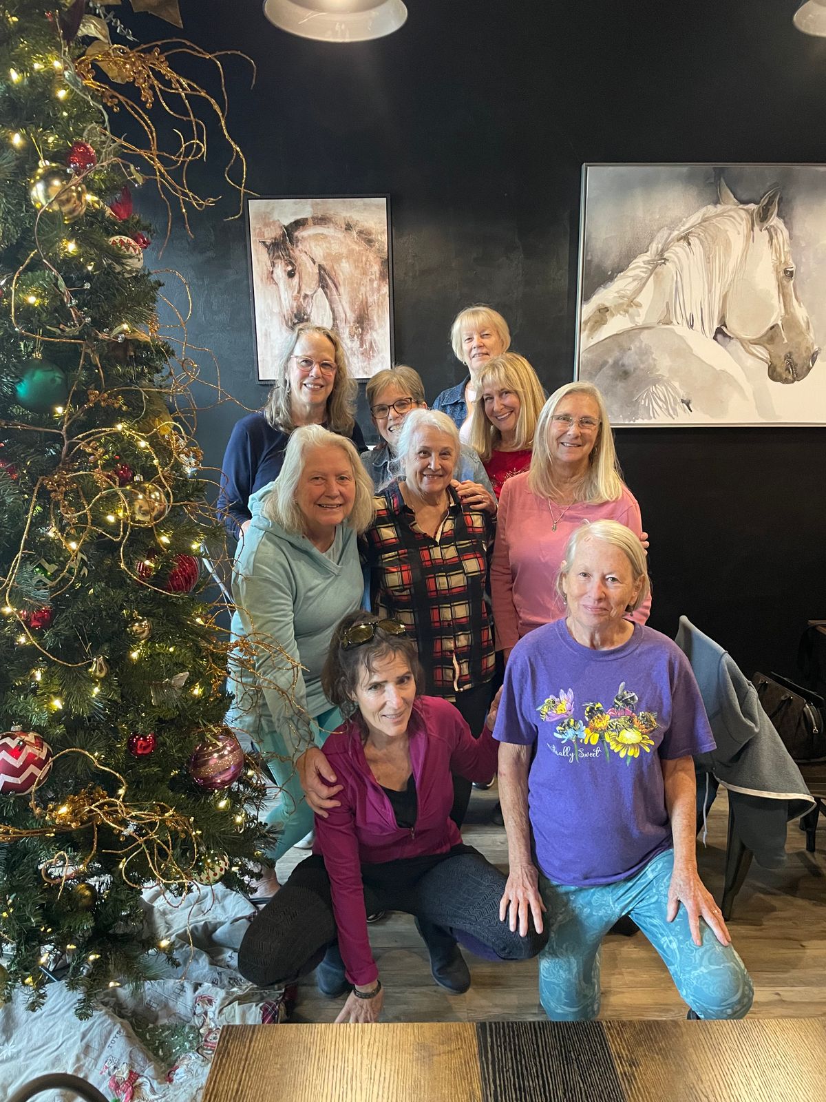 Senior women connecting outside of class