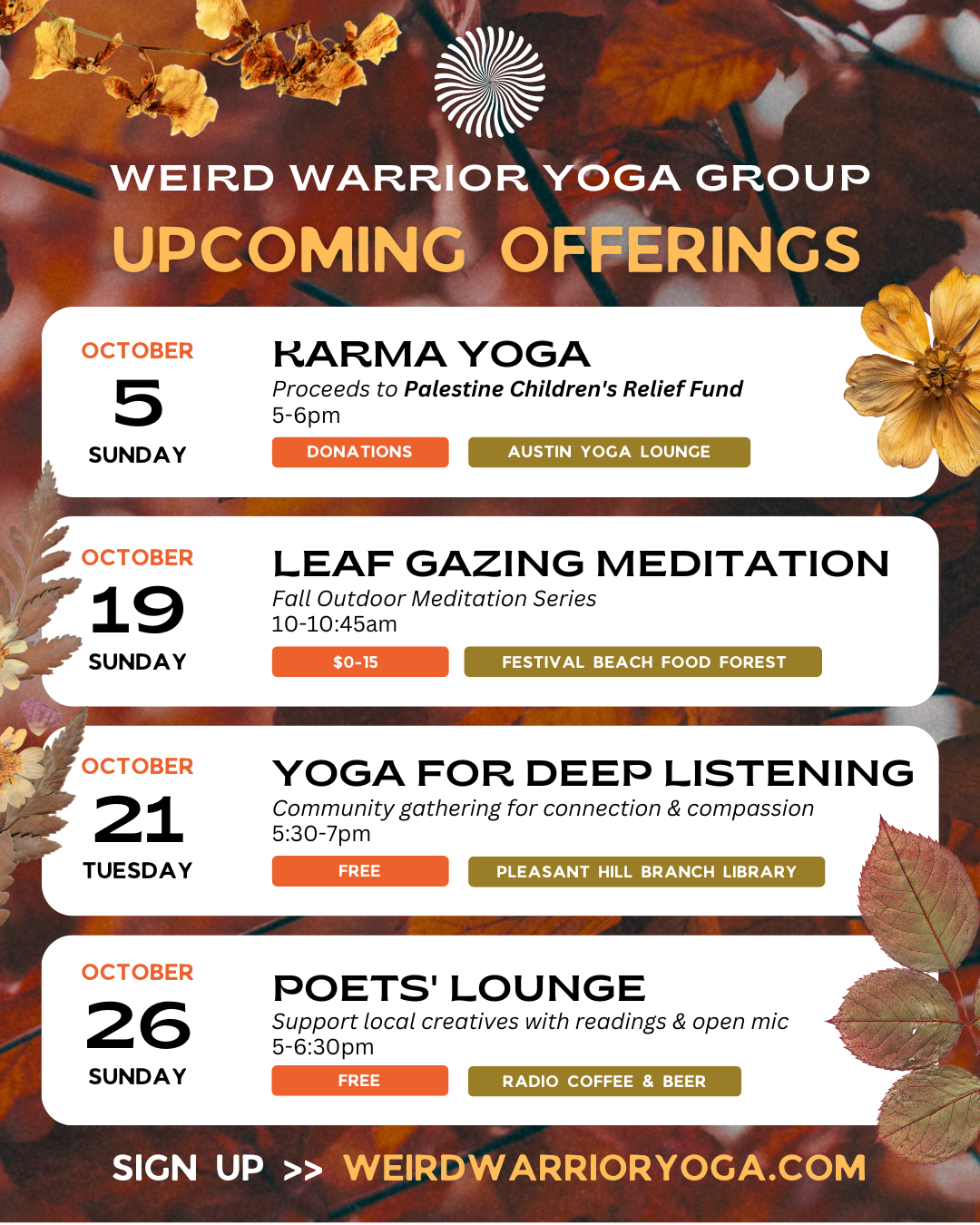 a list of offerings, the text of which is duplicated below