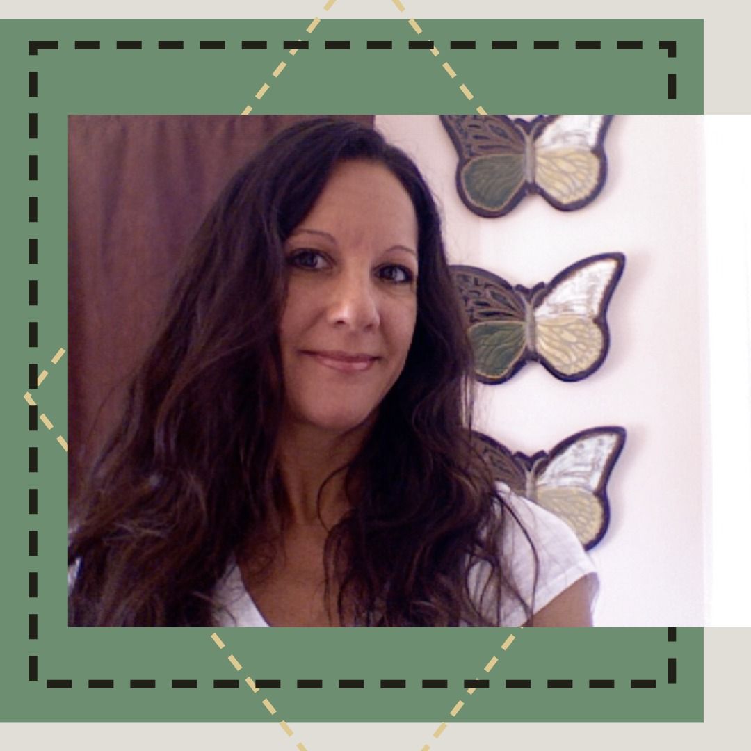 Jennifer with butterflies in background