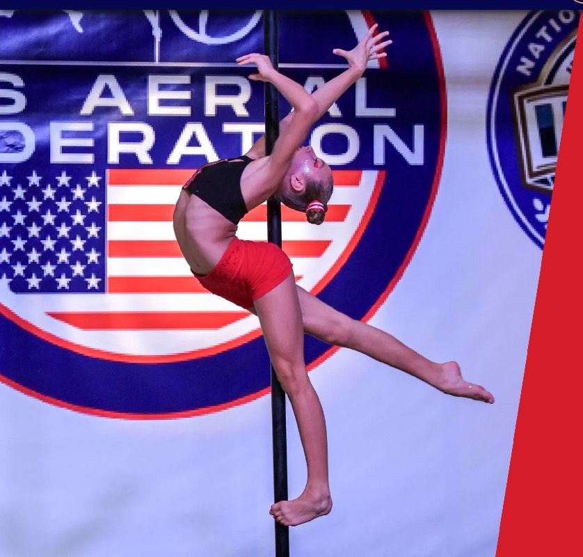 US Aerial federation- Pole US Aerial federation- Pole red-white-blue kids division