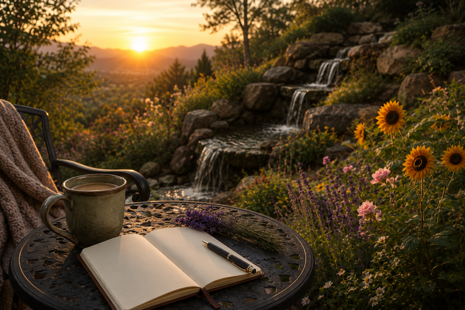 Serene Morning Next to the Fountain Quiet Mornings Reflecting on "Walking with God"
