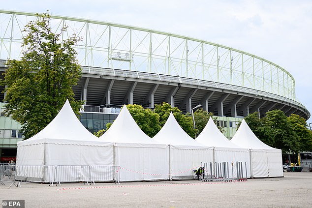 View of the Ernst Happel Stadium this morning after all three of American singer-songwriter Taylor Swift's concerts were cancelled due to the risk of a terror attack