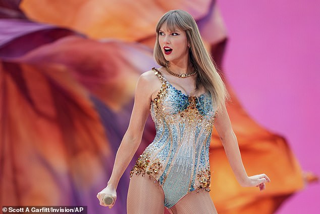 Taylor Swift has cancelled her three upcoming Vienna, Austria concerts after two suspects were arrested for allegedly plotting a terror attack on her shows - Swift is pictured performing in London in June