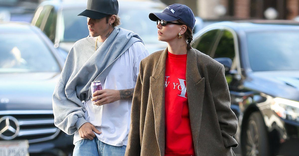 Hailey Bieber and Justin Bieber walking