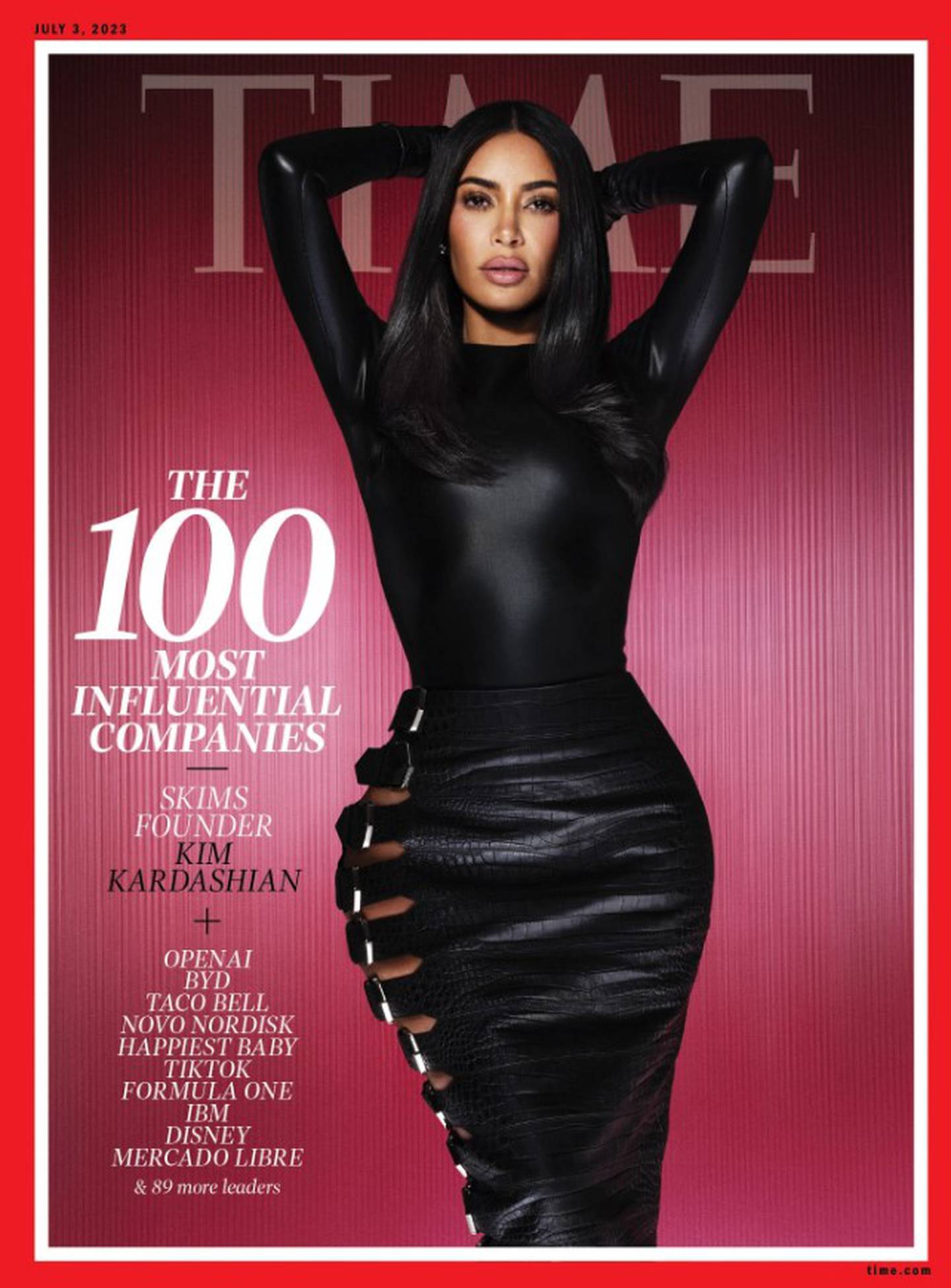 Kim Kardashian features on the cover of Time's 100 most influential companies for her shapewear brand Skims. Photo / Time