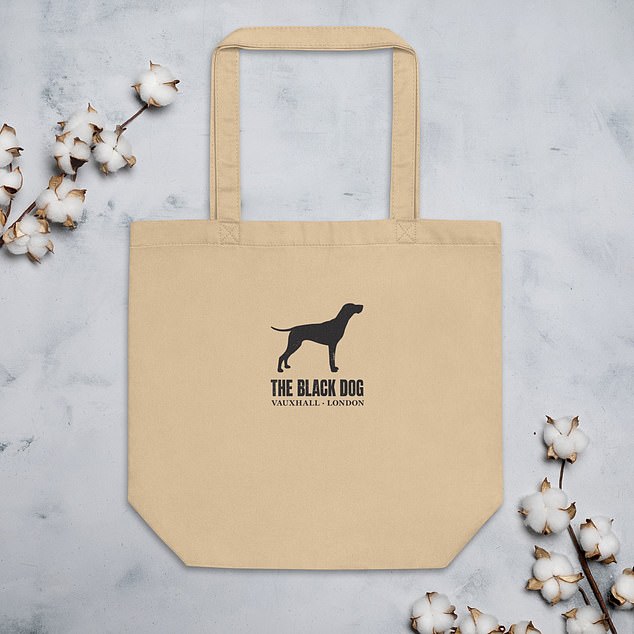 The tote bag is available in an unbleached cotton and can be bought for £22 making it one of the cheaper items on the pub's website