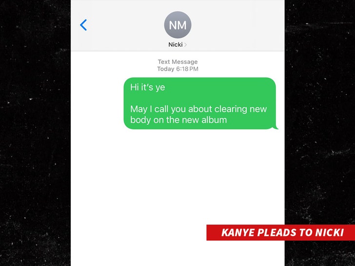 kanye west text to nicki minaj to clear music twitter