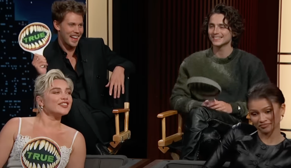 Timothée Chalamet, Zendaya, Austin Butler, and Florence Pugh (YouTube/Jimmy Kimmel Live)