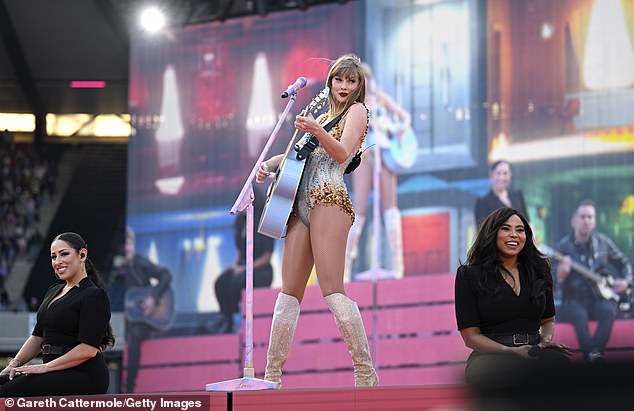 Taylor came out clutching a sky blue guitar as she hailed the Edinburgh crowd early in the show - telling them the concerts are the biggest in Scottish history