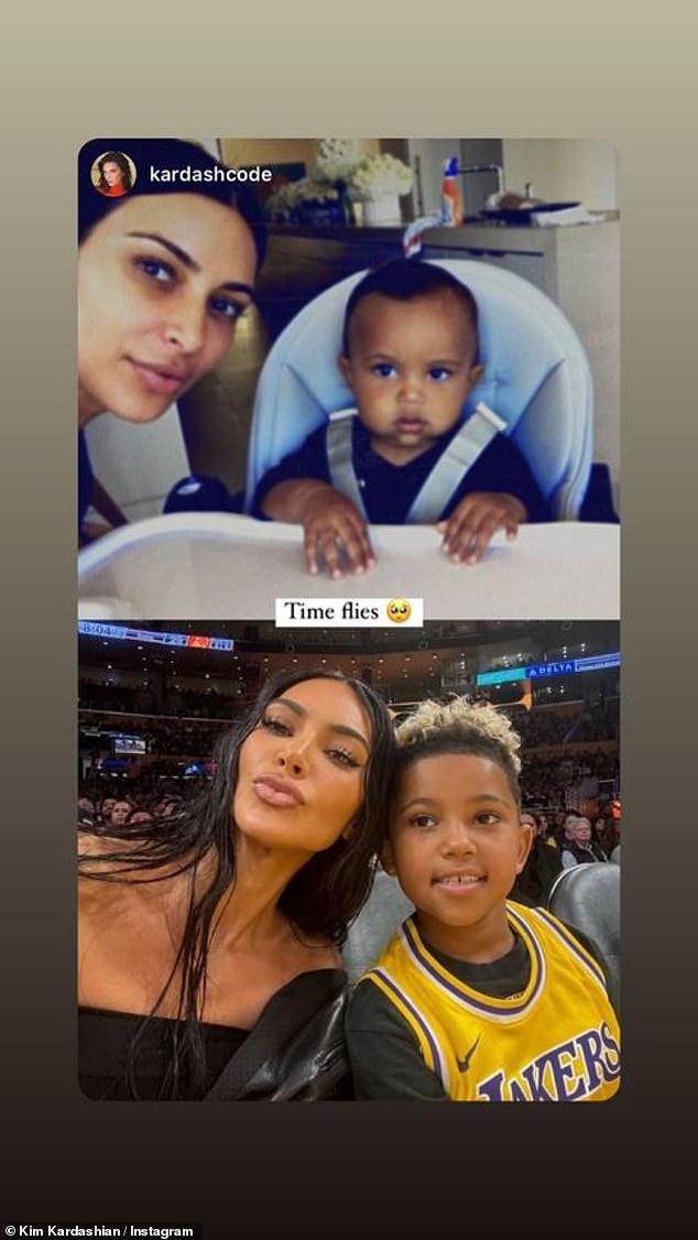 Kim también volvió a compartir un recuerdo de su hijo Saint en sus Historias de Instagram.