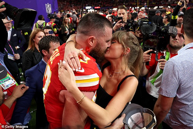 Travis stated: 'I¿m not here to hide anything. 'That¿s my girl, you know what I mean? That¿s my lady, so it¿s like... I¿m proud of that' (pictured at the Super Bowl in February)