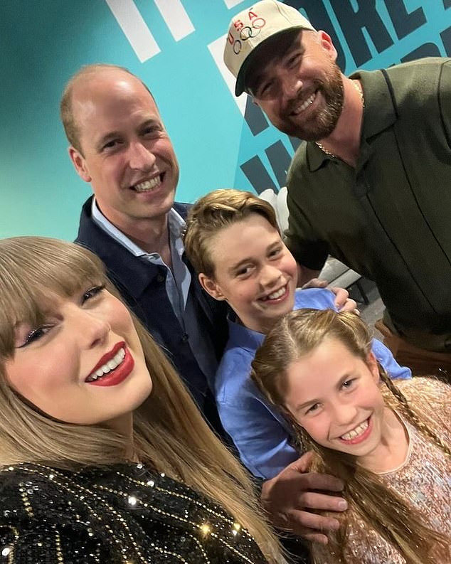 Swift posted a selfie with the royals and her boyfriend after her first London performance