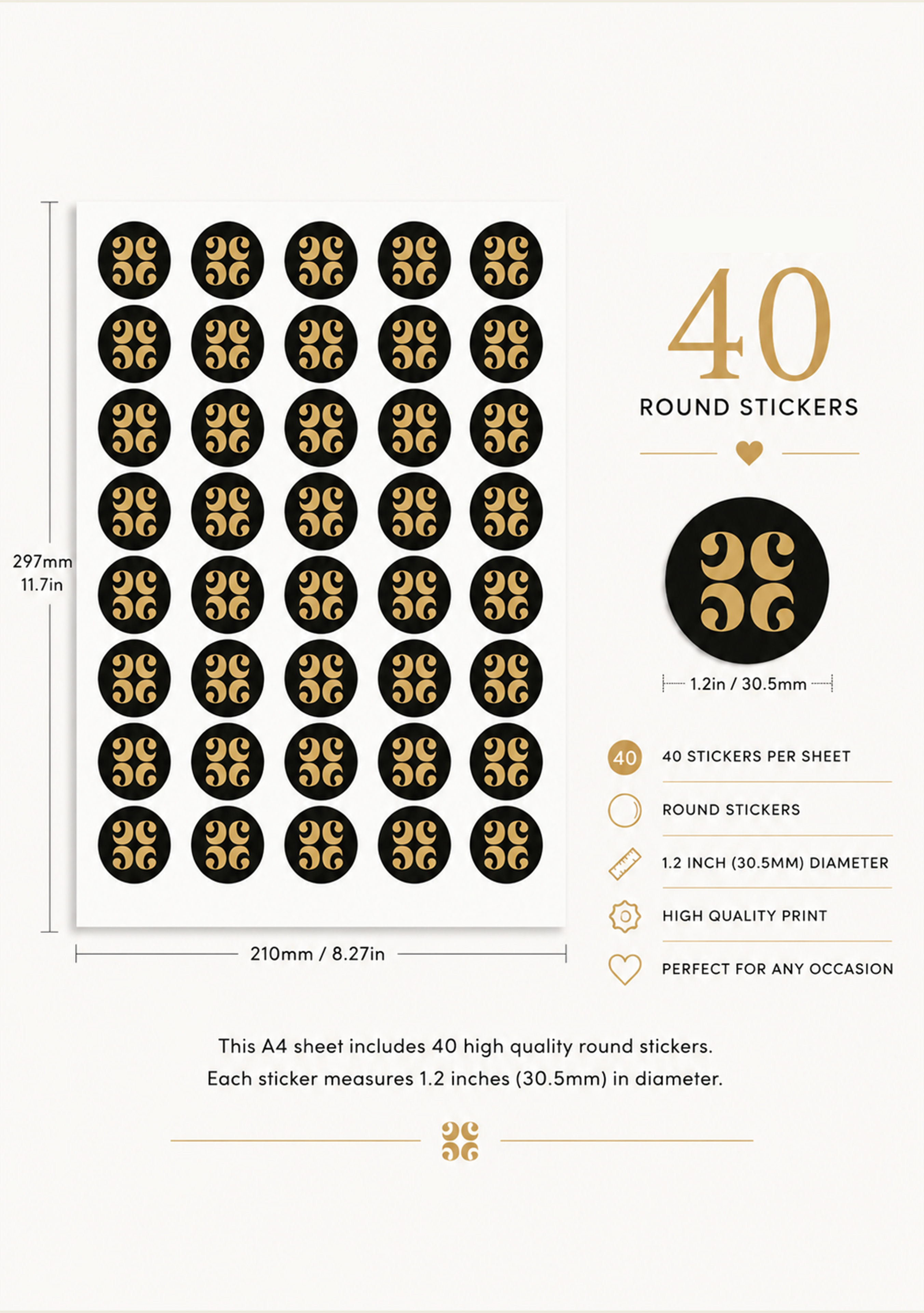 40 x Round Stickers – 1.2" (30mm) – 1 Sheet” variation