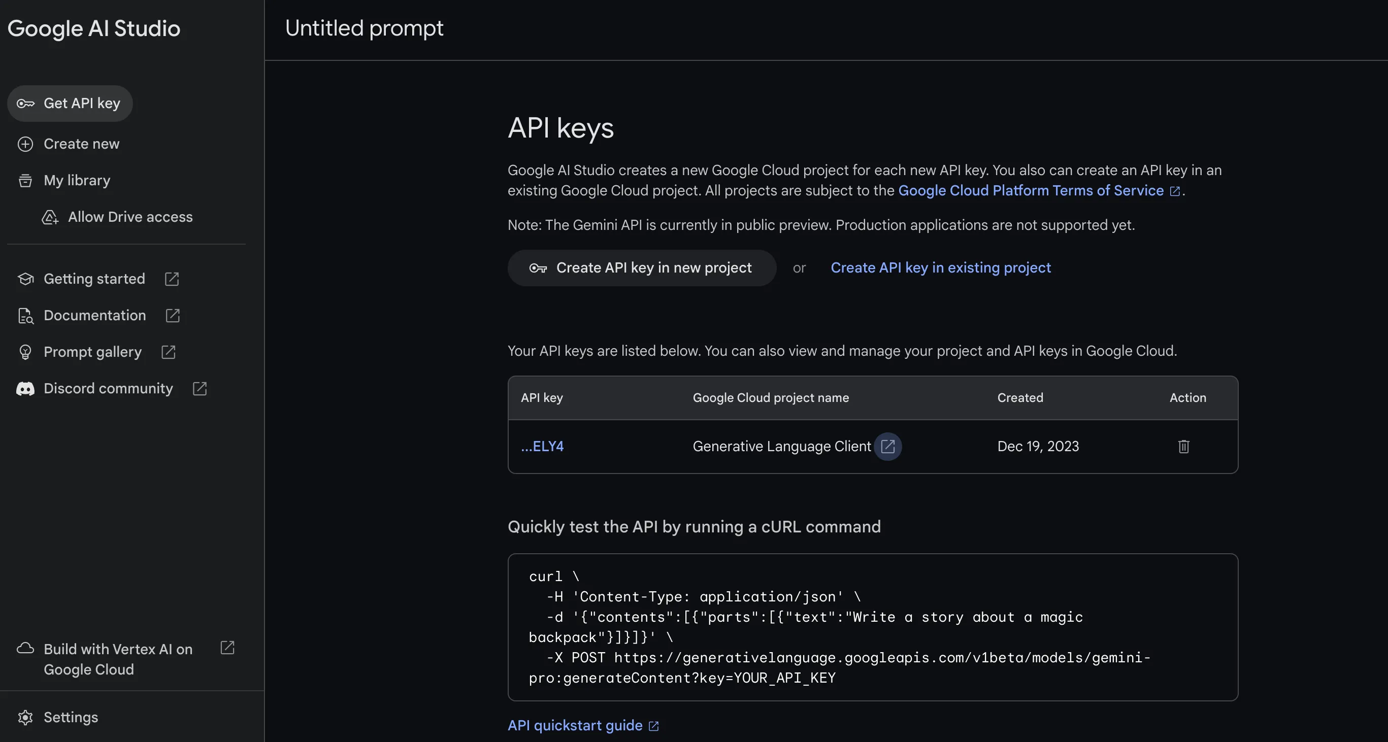 Gemini AI GET API KEY