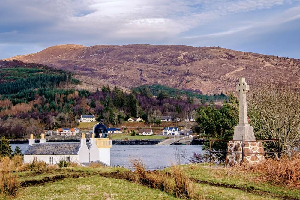 Celtic stone cross against scenic backdrop, Steven Marshall Photograhy