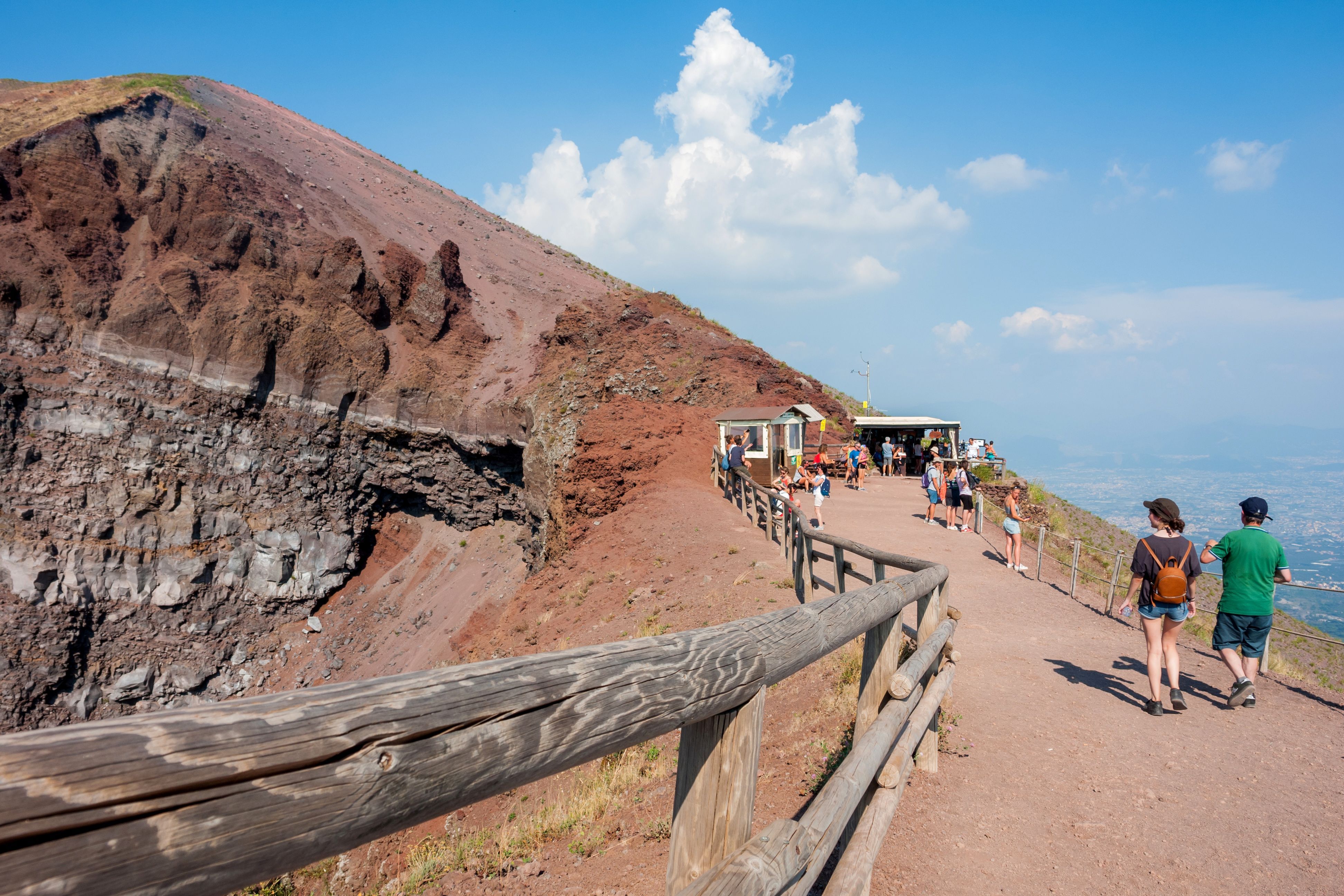 Visitors on the panoramic trail to the Mount Vesuvius crater