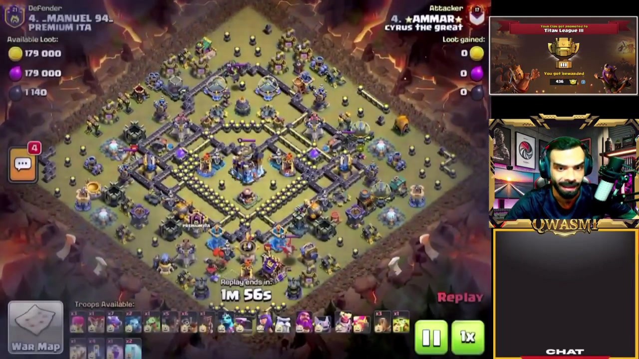 TH18 CWL anti-3-star box base layout with isolated Town Hall, Eagle Artillery in dead zone, and stacked traps around the core