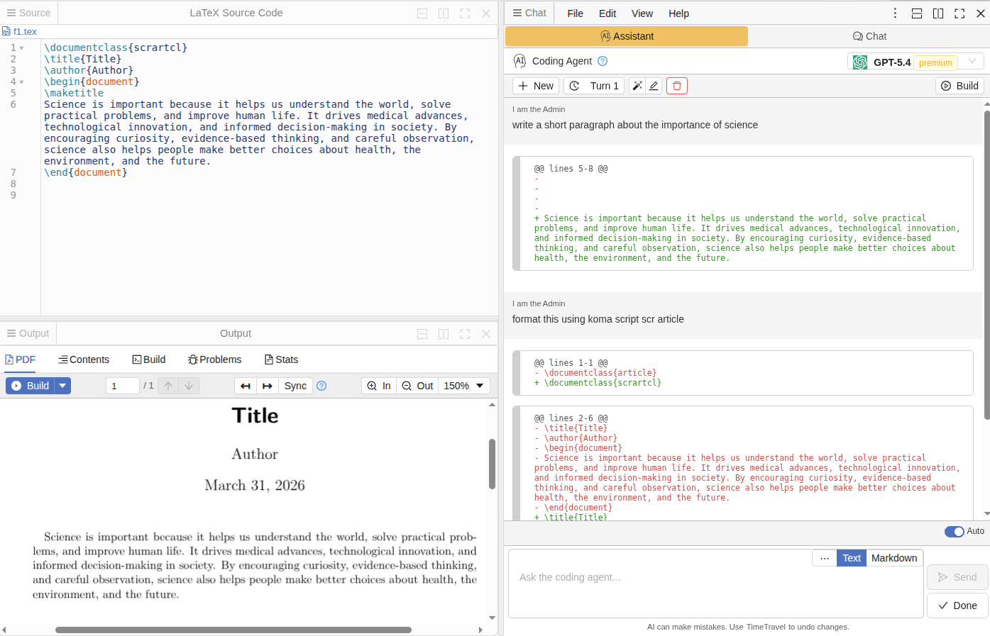 AI Agent editing a LaTeX document