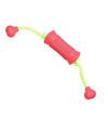 6096447642624 rubber dog toy rood met groene koord 1