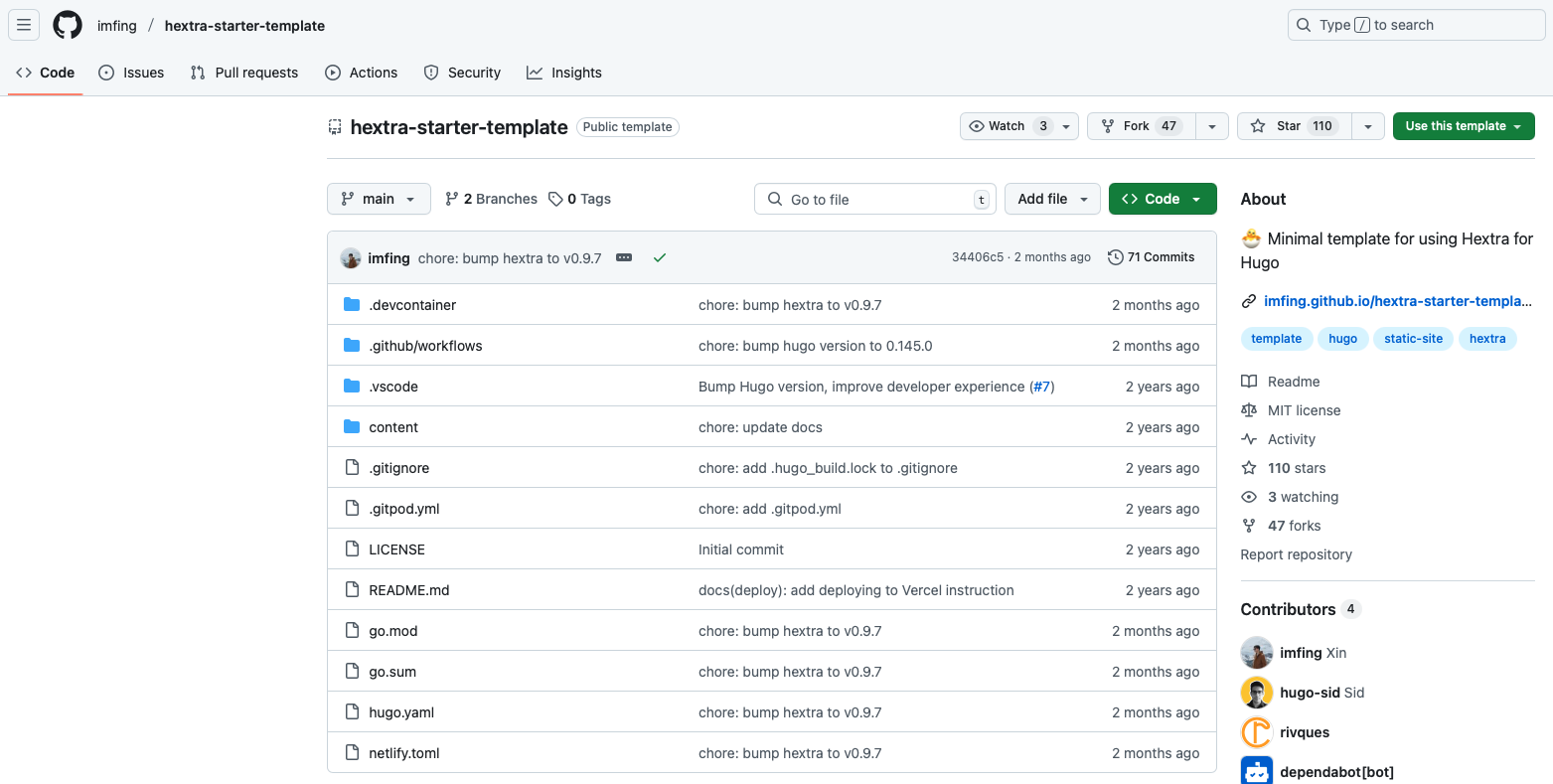 Hextra Page Template Theme