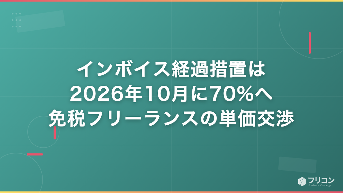 インボイス経過措置は2026年10月に70%へ｜免税フリーランスの単価交渉