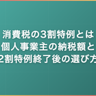 消費税の3割特例とは｜個人事業主の納税額と2割特例終了後の選び方