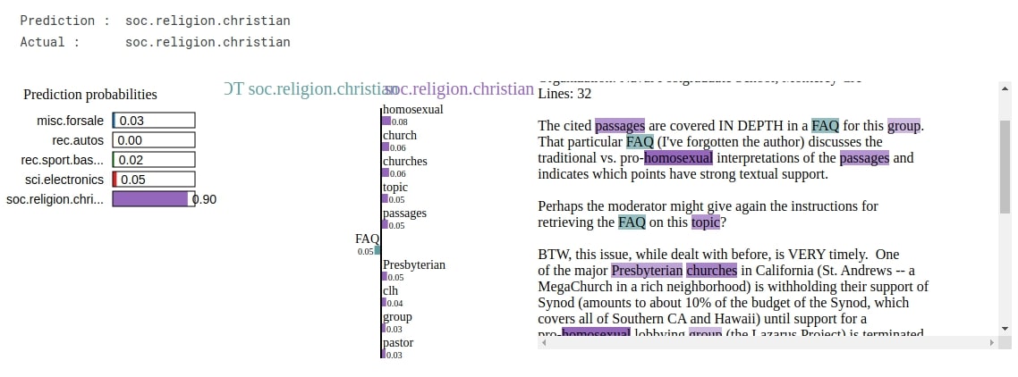 LIME: Interpret Predictions Of Keras Text Classification Networks