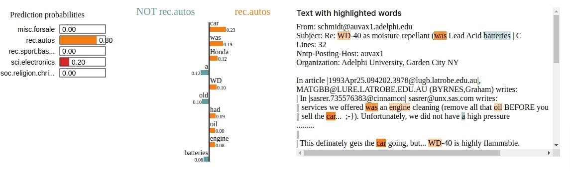 LIME: Interpret Predictions Of Keras Text Classification Networks
