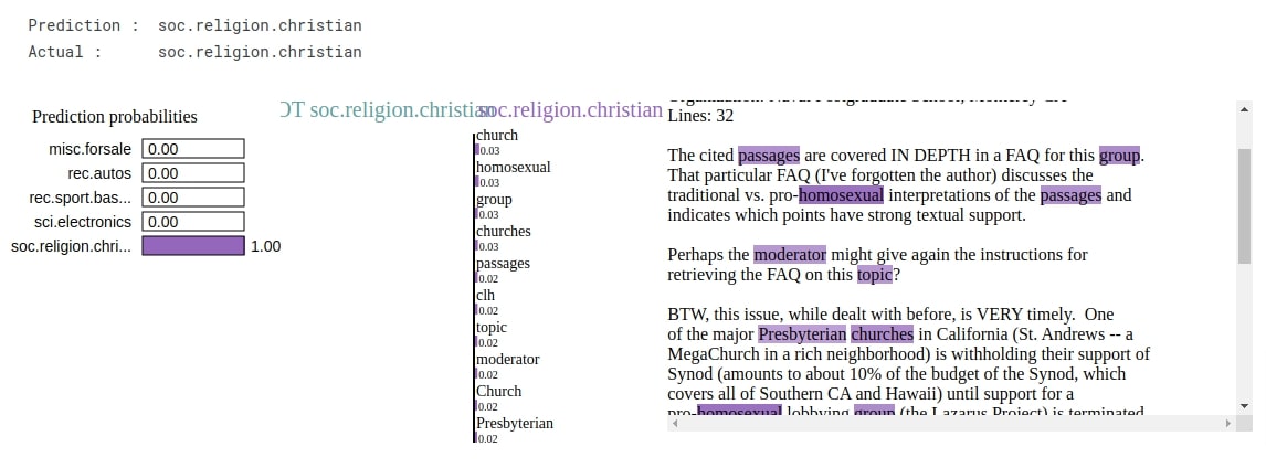 LIME: Interpret Predictions Of Keras Text Classification Networks