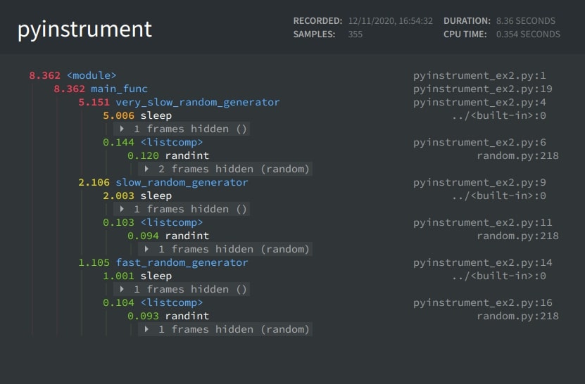 Pyinstrument - Statistical Profiler for Python Code