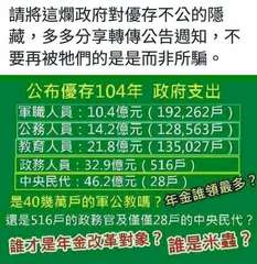 請將這爛政府對優存不公的隱
藏,多多分享轉傳公告週知,不
要再被牠們的是是而非所⋯⋯