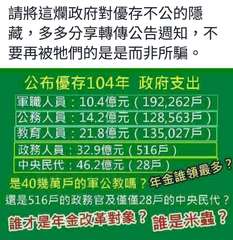 請將這爛政府對優存不公的隱
藏,多多分享轉傳公告週知,不
要再被牠們的是是而非所⋯⋯