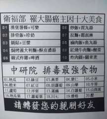 衛福部 罹大腸癌主因十大美食
01 漢堡薯條+可樂
06 炒飯+貢丸湯
07 拉⋯⋯