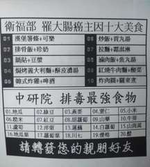 衛福部 罹大腸癌主因十大美食
01 漢堡薯條+可樂
106 炒飯+貢丸湯
07 ⋯⋯