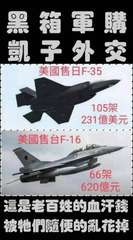 黑箱軍購
凱子外交
美國售日F-35
美國售台F-16
105架
231億美元
⋯⋯