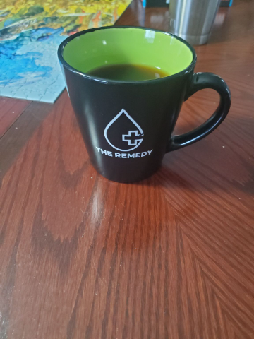 My favorite mug. I just love its sleek look. Plus the logo is pretty ironic. 
Today I brew a pour over of Reputations Rockyy Road blend. Sadly the brand is not in the system of of site and when I tried to add it the system refused to let me put in the proper brand name. Not sure why.