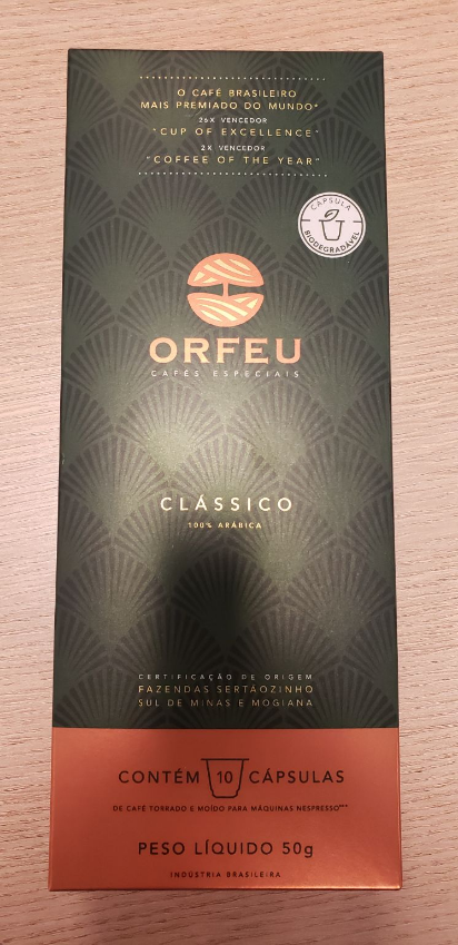 Orfeu em cápsula Nespresso.  Bom, mas esperava mais. Aroma não tão intenso. Na boca é forte, mas sem características pronunciadas.