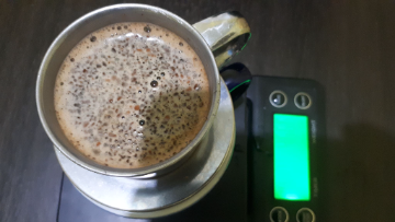 Full crema dengan medium coarse grind size