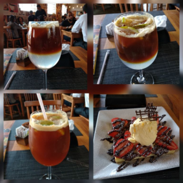 Espresso tônica e waffle com morango nutella e sorvete. Um dia desses a tarde bom demais!