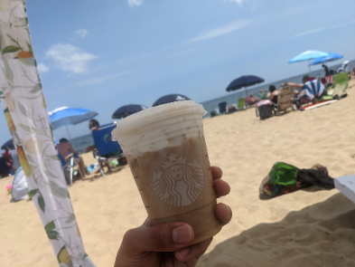 They were out of nitro so I guess salted caramel cold brew will have to do.  The beach makes it even better.