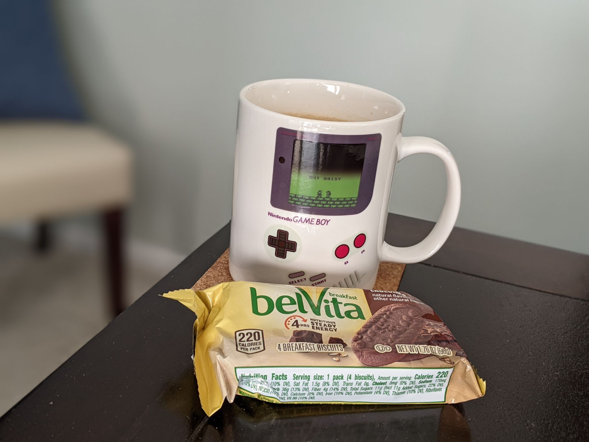 Having a great coffee with a breakfast biscuit on a really cold Thursday morning