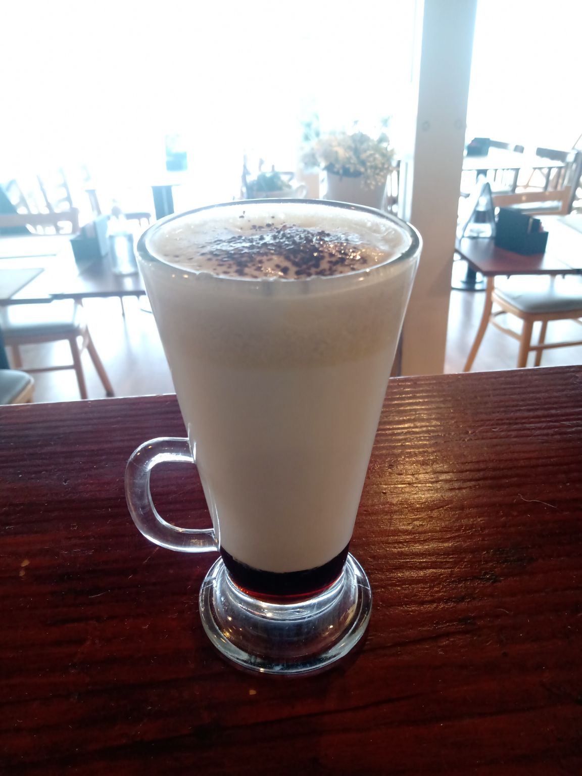 Chocolate suizo:
Cognac frutado
Crema
Leche caliente 
Chocolate rayado 
Y lo que faltó en la foto, la barra de chocolate.
MUY RICO.
