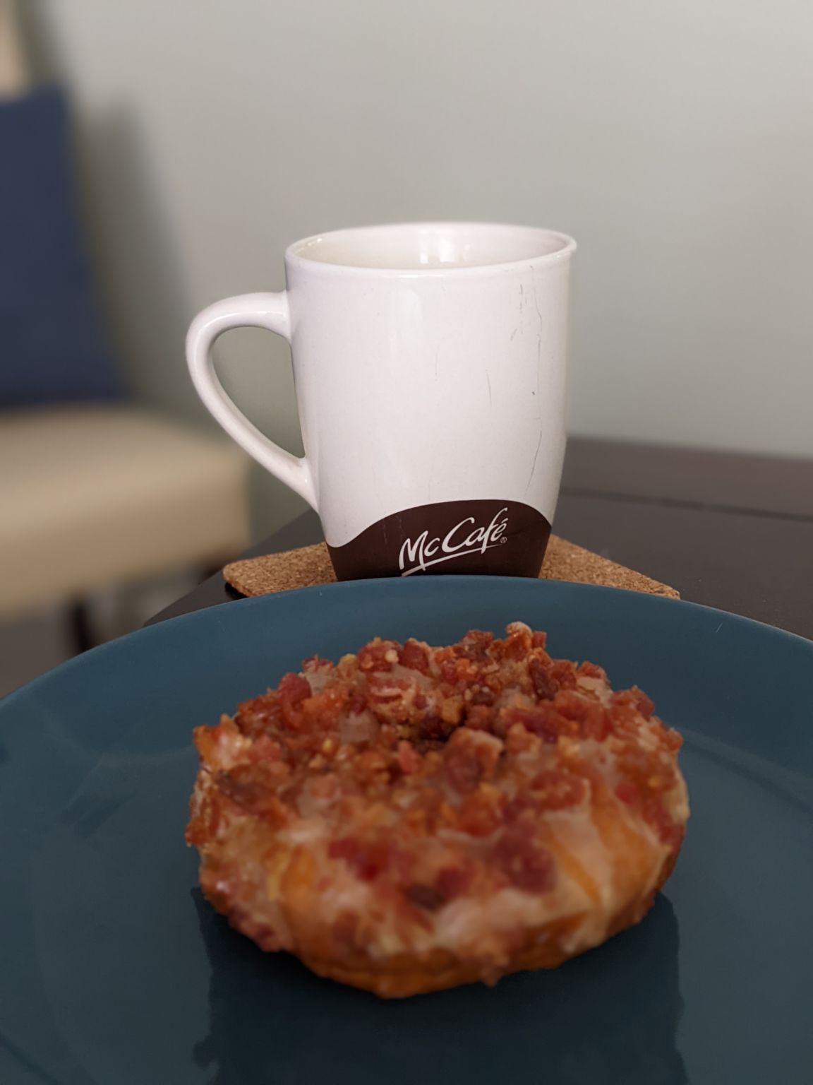It has been a while since I've had a maple bacon donut drizzled with maple syrup and peanut butter from Duck Donuts which always pairs well with coffee.
