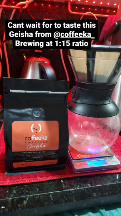 Brewed this delicious Geisha beans today from coffeeka roasters, medium roast nice citrusy notes with peach undertones.
